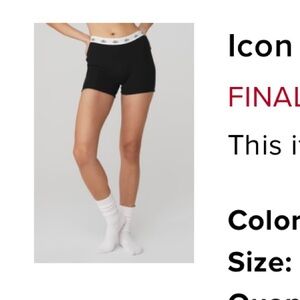 Icon Ribbed Boyshort from Alo Yoga in Black Size Small